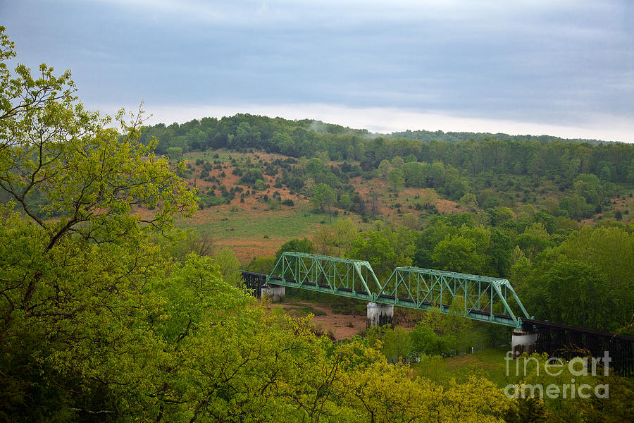 Railroad Bridges over the Piney River at Devils Elbow Missouri Photograph by T Lowry Wilson