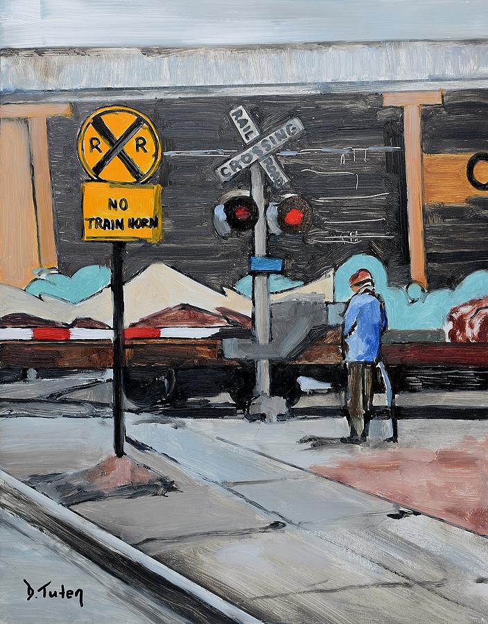 Sign Painting - Railroad Crossing by Donna Tuten