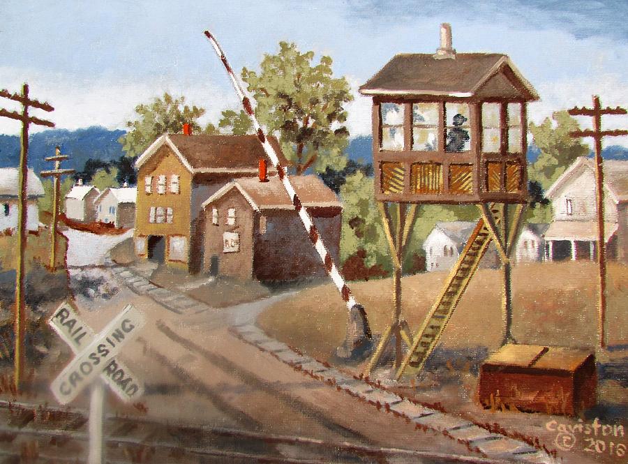 Railroad Crossing Painting by Tony Caviston