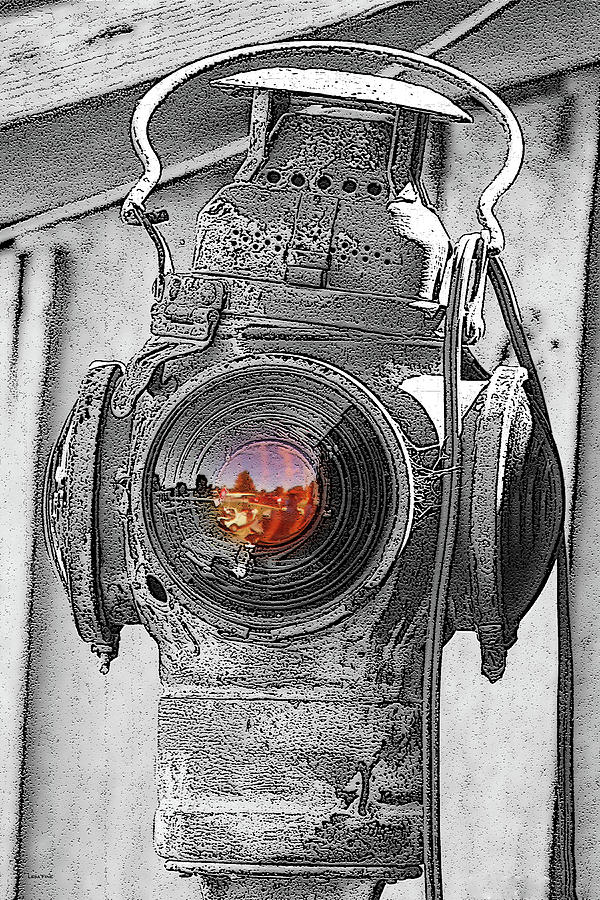 Railroad Light Selective Color Art Photograph by Lesa Fine