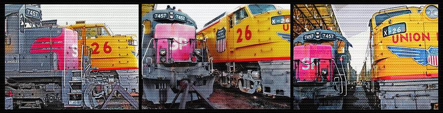 Train Photograph - Railroad Museum Triptych by Steve Ohlsen