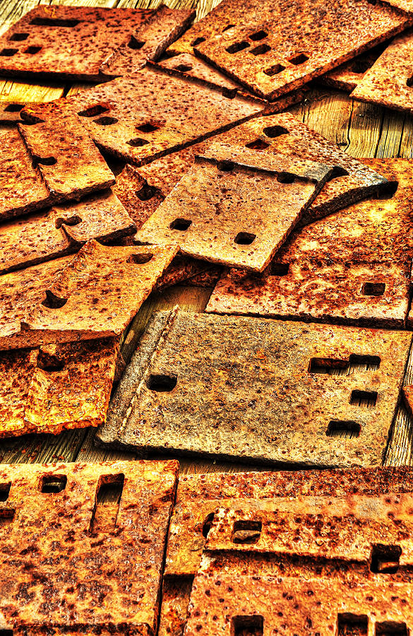 Railroad Tie Plates Abstract Photograph by Gary Slawsky