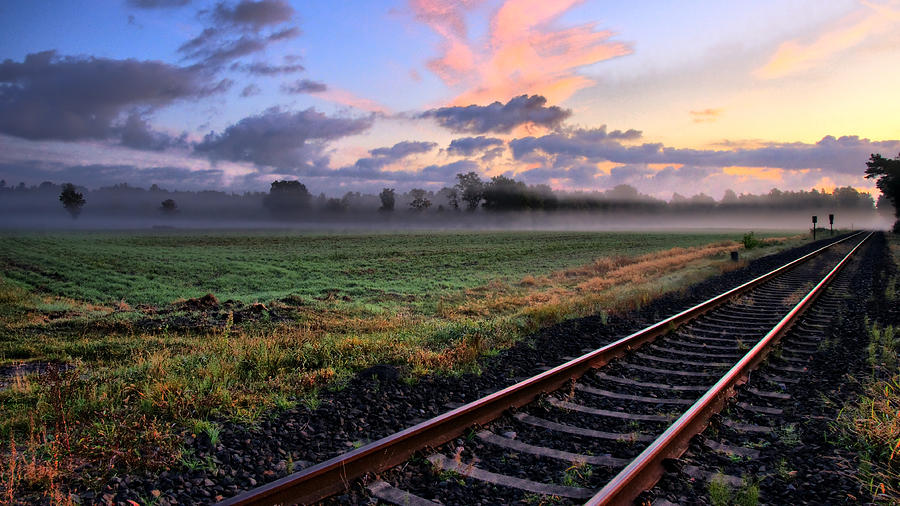 Railroad Tracks in the Morning Photograph by Edward Myers