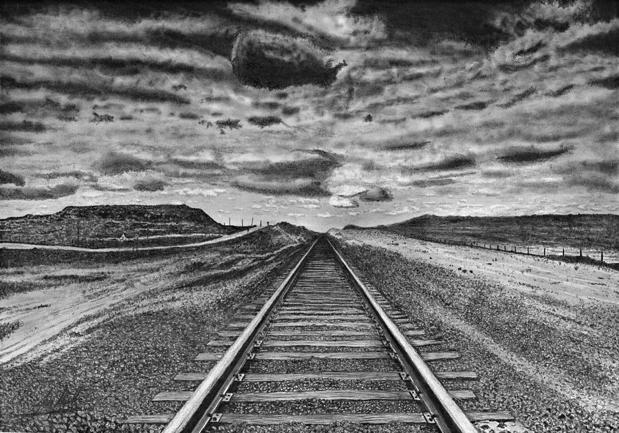Railroad Tracks Scenery Drawing by James Schultz