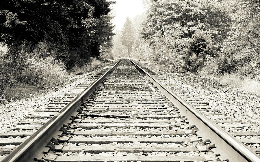 Railroad Train Tracks BW Photograph by Athena Mckinzie