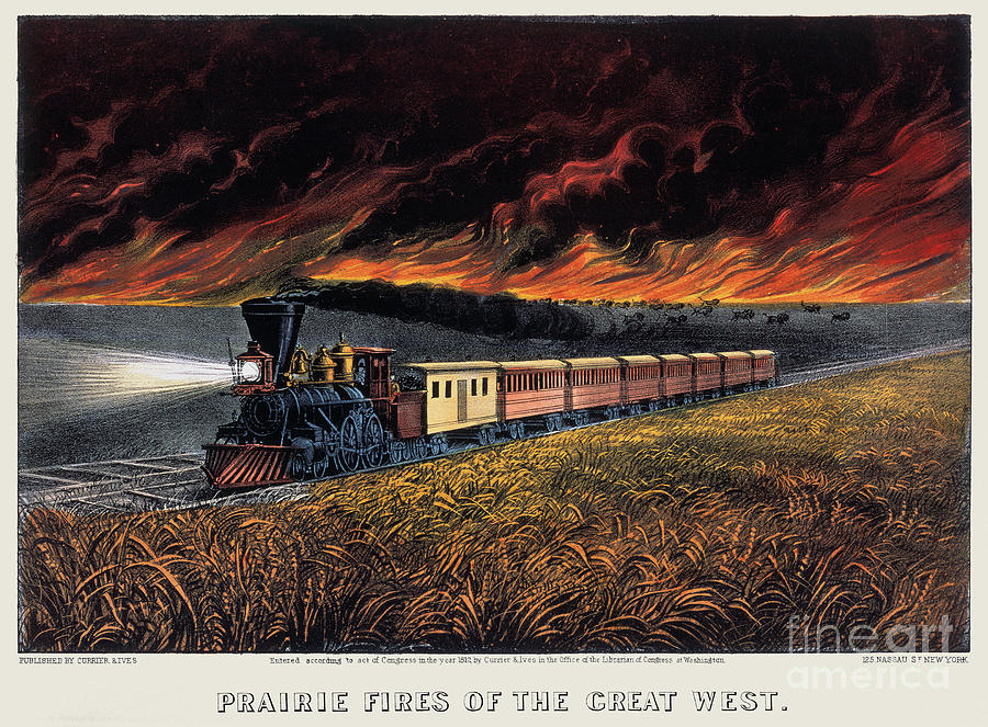 Railroading: Prairie Fires Photograph by Granger