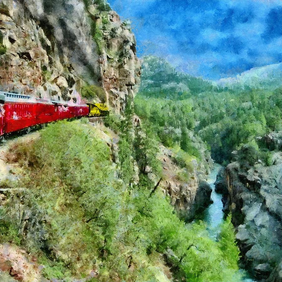 Mountain Painting - Rails Above the River by Jeffrey Kolker