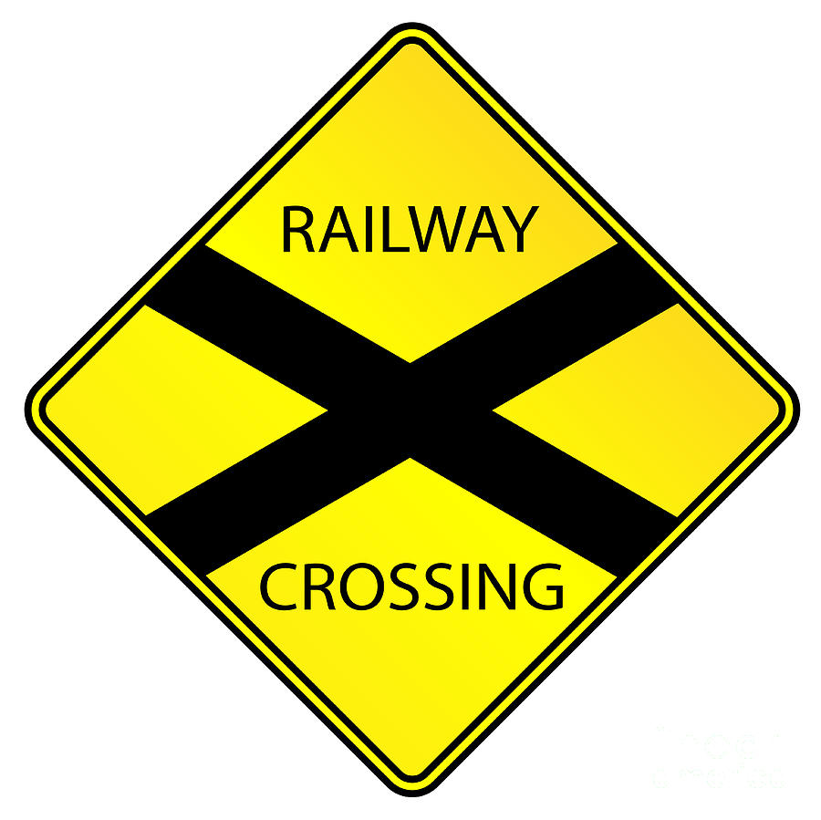 Railway Crossing Sign Digital Art By Bigalbaloo Stock