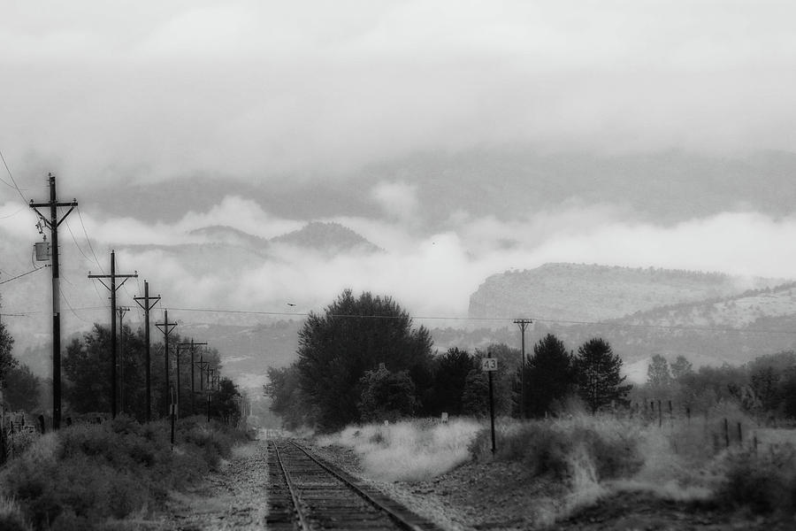 Railway Into The Clouds Bw Photograph