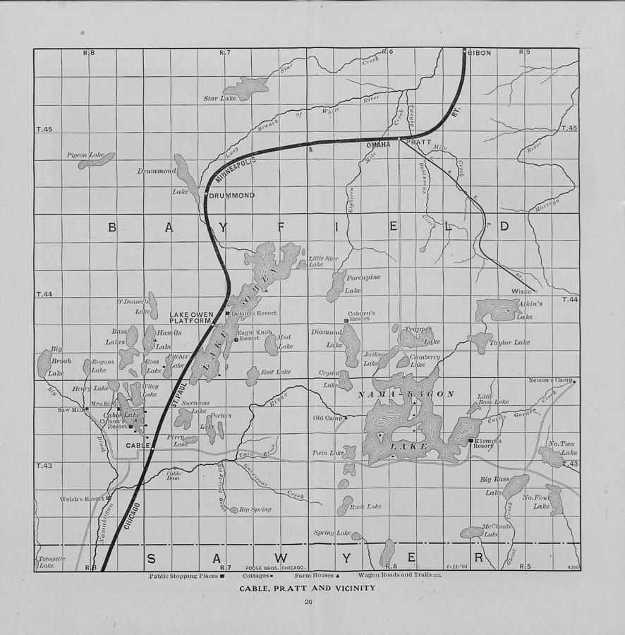 Railway Map of Northern Wisconsin - Cable and Pratt Photograph by Chicago and North Western Historical Society