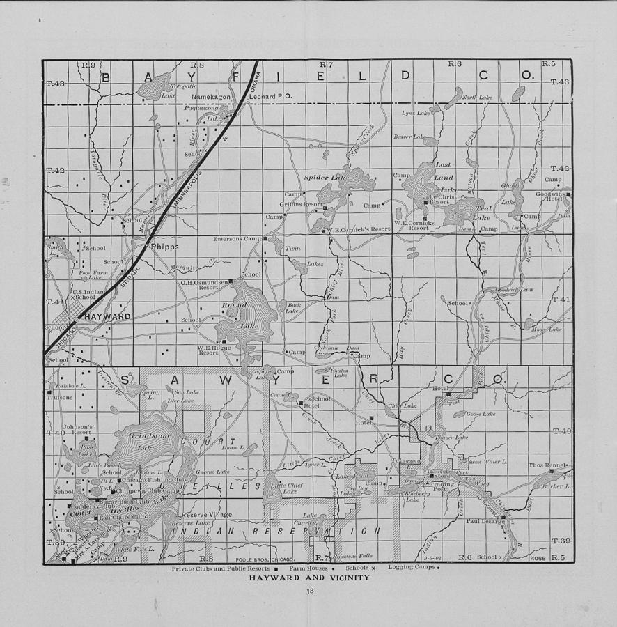 Railway Map of Northern Wisconsin - Hayward and Vicinity Photograph by Chicago and North Western Historical Society