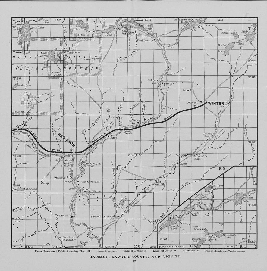 Railway Map of Northern Wisconsin - Radisson and Vicinity Photograph by Chicago and North Western Historical Society