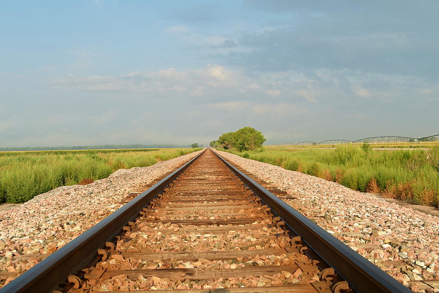 Railway tracks disappearing into the distance. by Steven Liveoak Railway tracks disappearing into the distance. by Steven Liveoak