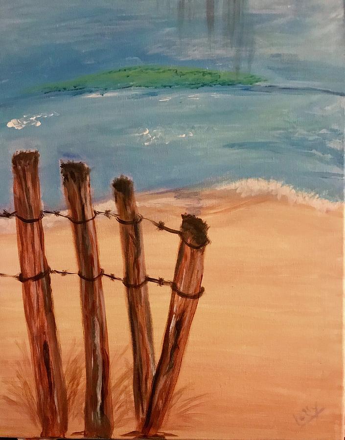 Lonely Beach Painting by Laura Jaffe
