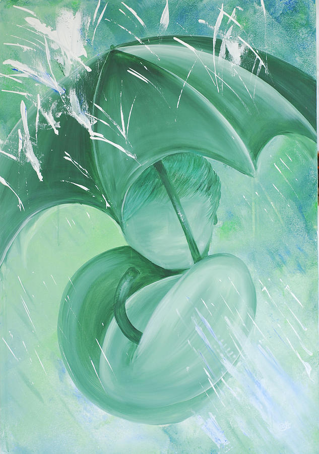 Umbrella Painting - Rain by Catt Kyriacou