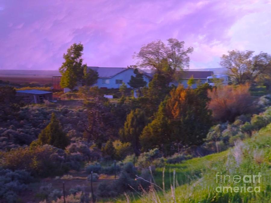 Rain clouds Farm house Egnar Colorado Digital Art by Annie Gibbons