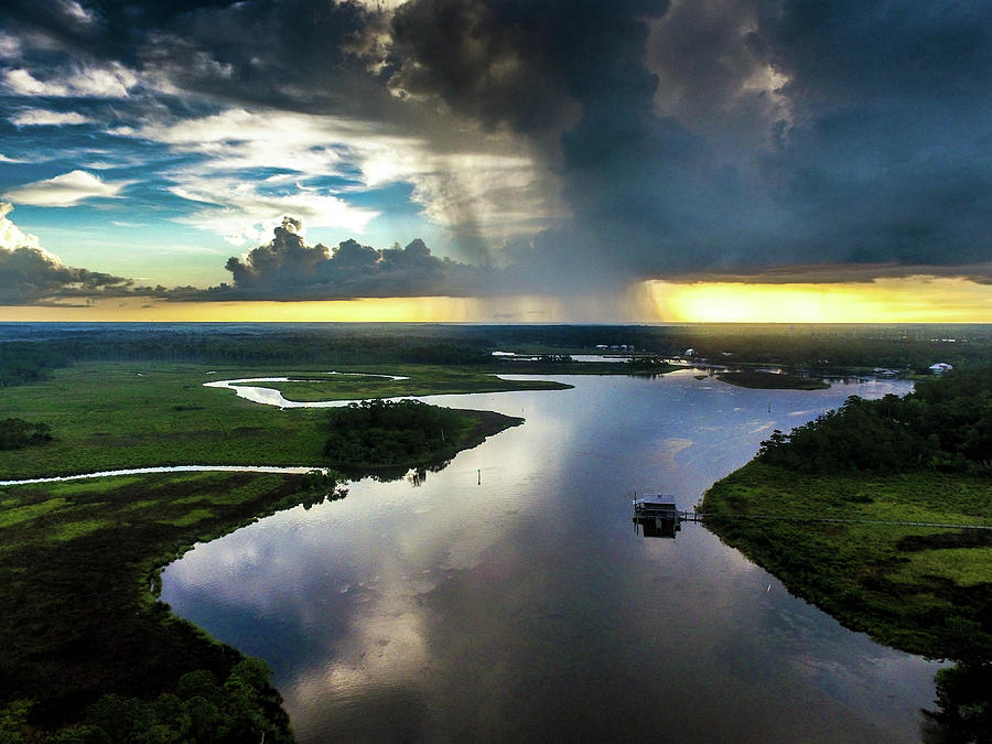 Rain Clouds Over the Bon Secour River Photograph by Michael Thomas