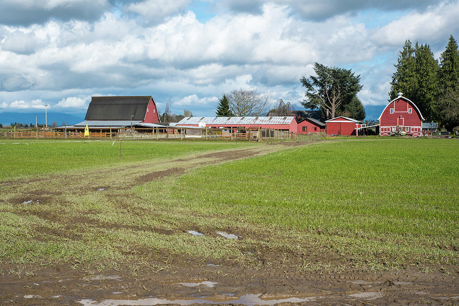 Rain Clouds Red Barns Photograph by Tom Cochran