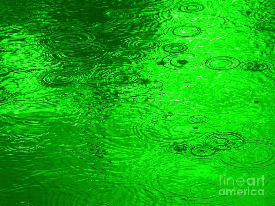 Rain Droplets in green Painting by Vintage Collectables