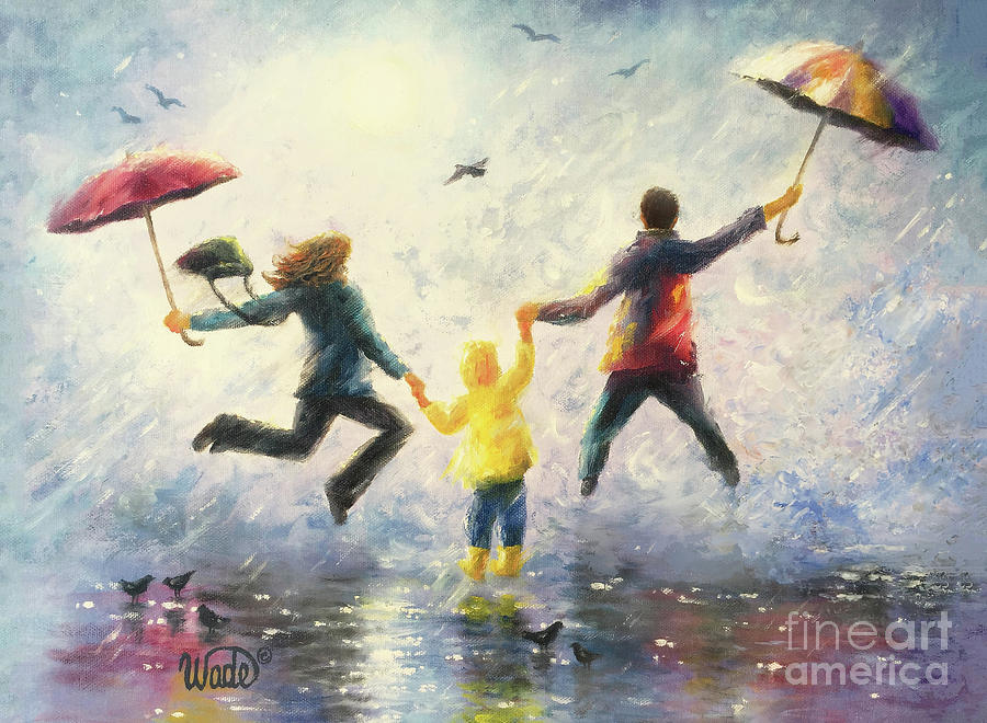 Rain Family Mother Father Son Painting by Vickie Wade