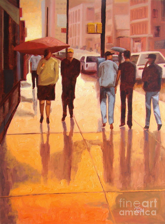 Rain in Manhattan number eighteen Painting by Tate Hamilton