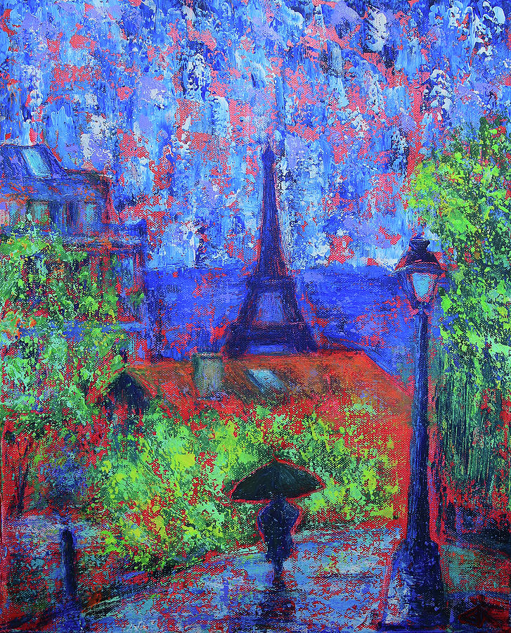 Rain in Paris Painting by Denys Kuvaiev