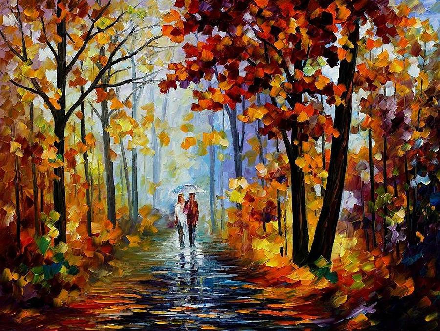 Rain In The Woods Painting by Leonid Afremov