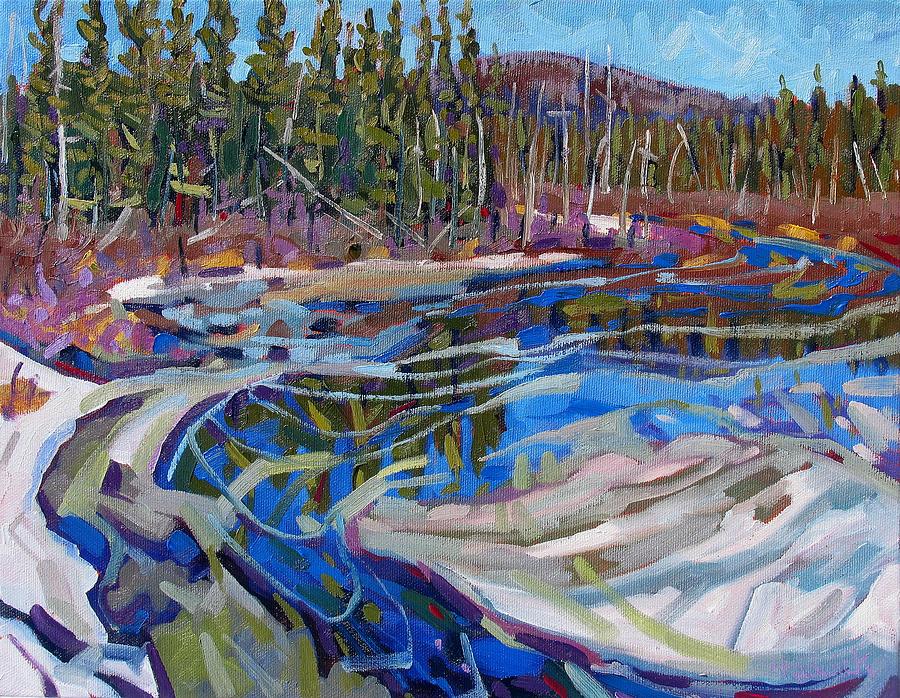 Rain Lake Marsh Painting by Phil Chadwick