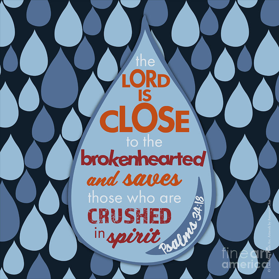 Rain Of Tears Comforting Bible Verse From Psalms 34 Digital Art By