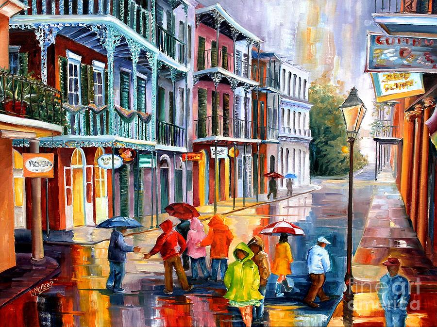 Rain on St. Peter Street Painting by Diane Millsap