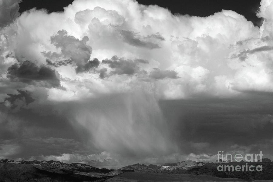 Rain over the Wind Rivers in black and white Photograph by Edward R Wisell