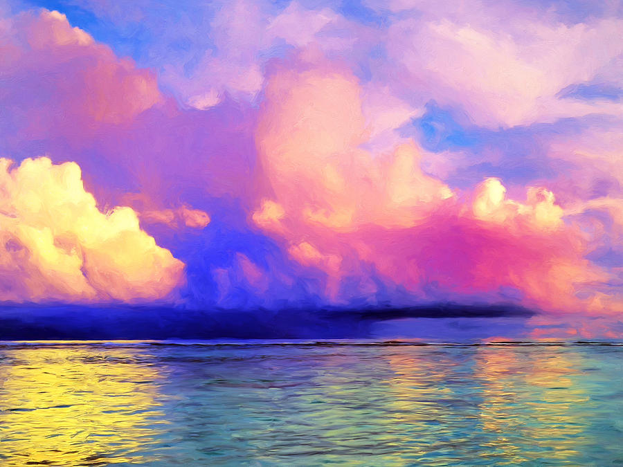 Rain Squall Off Rarotonga Painting by Dominic Piperata