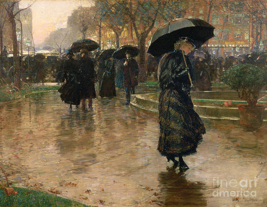 Rain Storm Union Square Painting by Childe Hassam