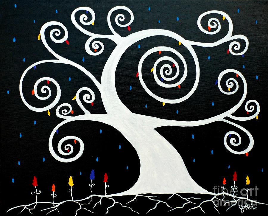 Abstract Painting - Rain Tree by JoNeL Art 