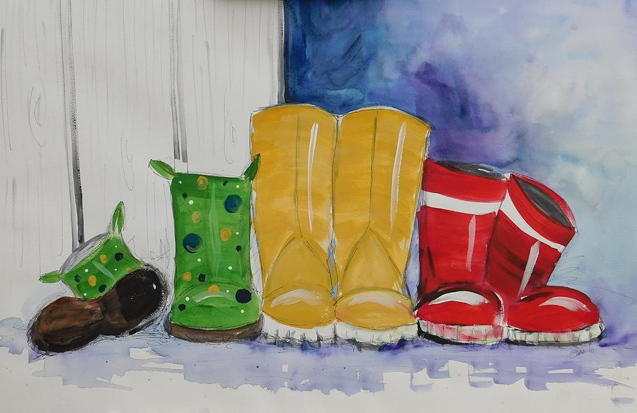 Rainboots Painting by Terri Einer