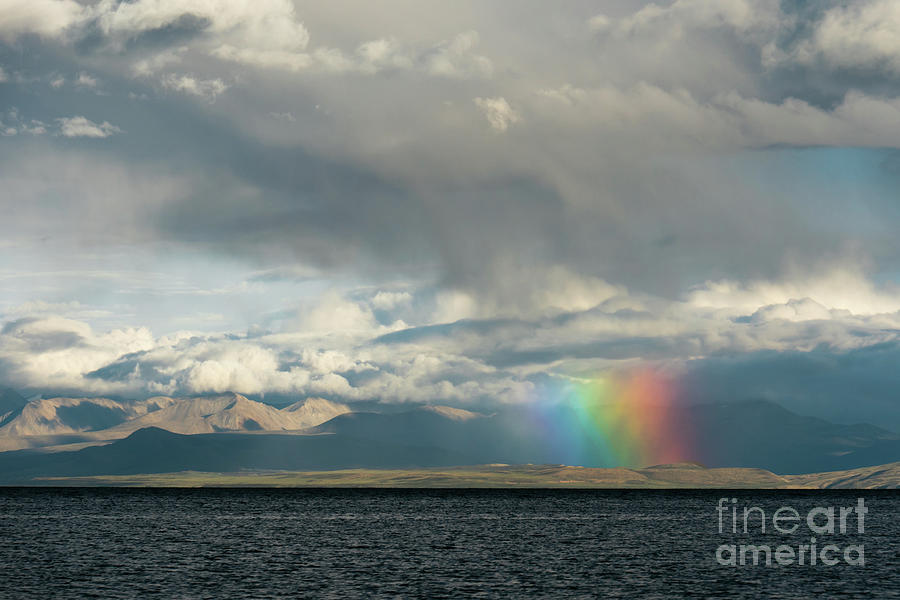 Nature Photograph - Rainbow above Lake Manasarovar Kailas Artmif.lv by Raimond Klavins
