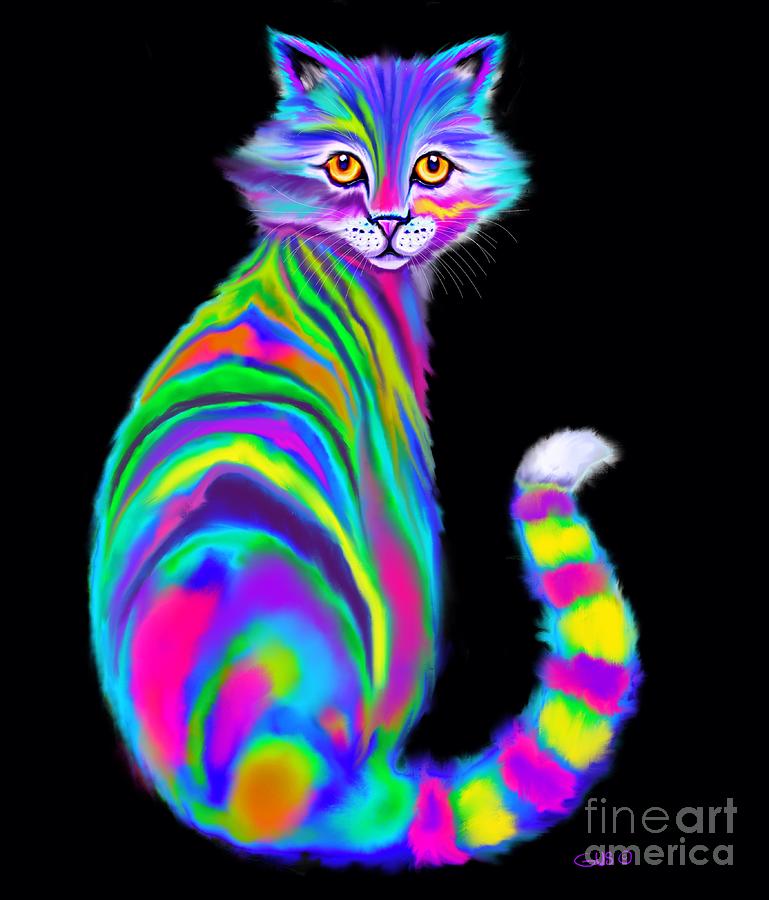 Rainbow Alley Cat Digital Art by Nick Gustafson
