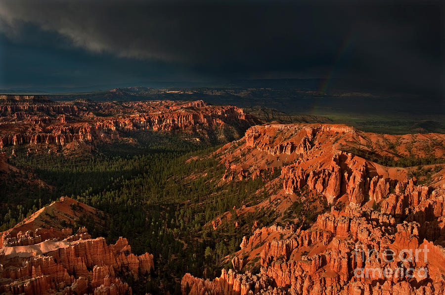 Rainbow And Thunderstorm Bryce Canyon National Park Utah Photograph by Dave Welling