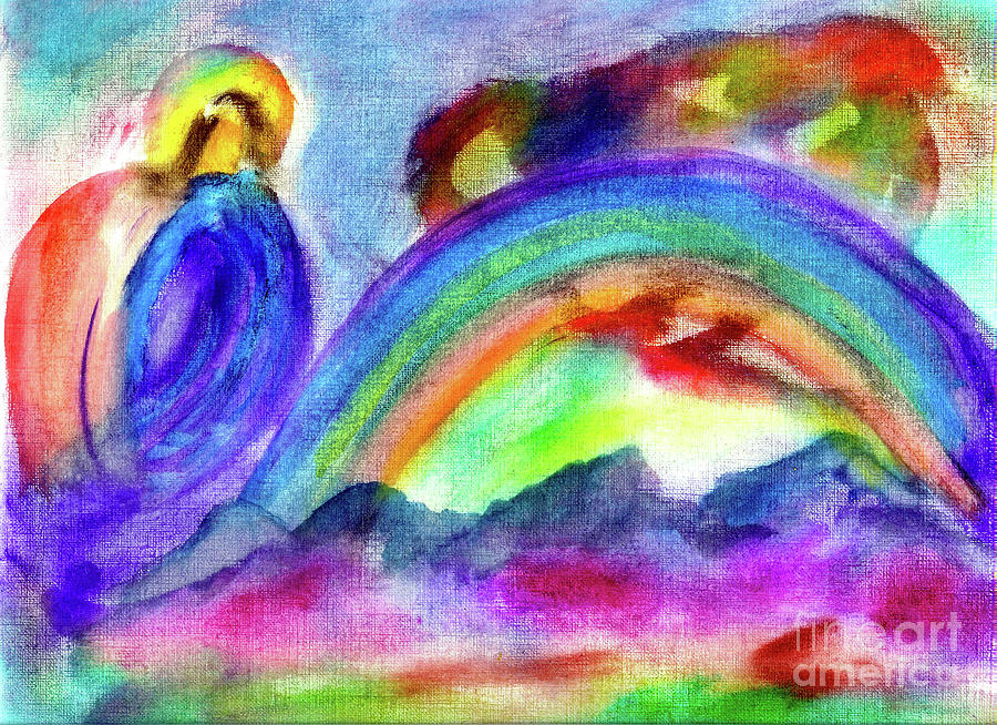 Rainbow Angel Painting by Deb Arndt
