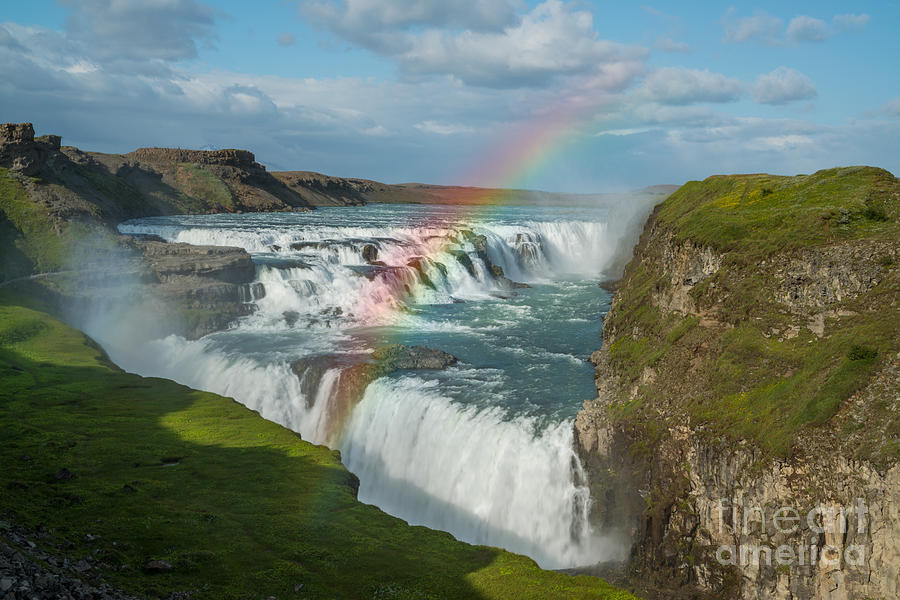 Nature Photograph - Rainbow at Gullfoss Iceland by Michael Ver Sprill