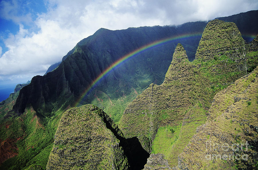 Rainbow at Na Pali Coast Photograph by Bob Abraham - Printscapes