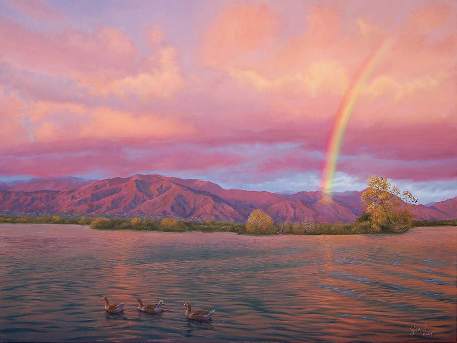 Rainbow at Sunset Painting by Johanna Girard
