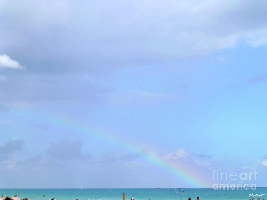 Rainbow at the beach 1 Digital Art by Francesca Mackenney