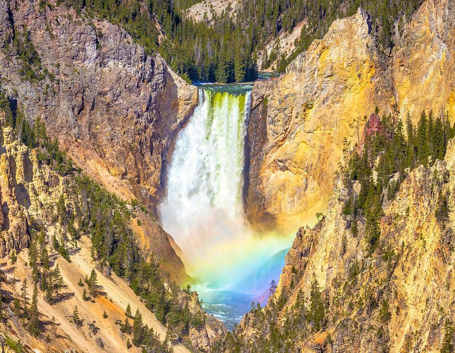 Rainbow at Yellowstone Falls Photograph by Dana Foreman