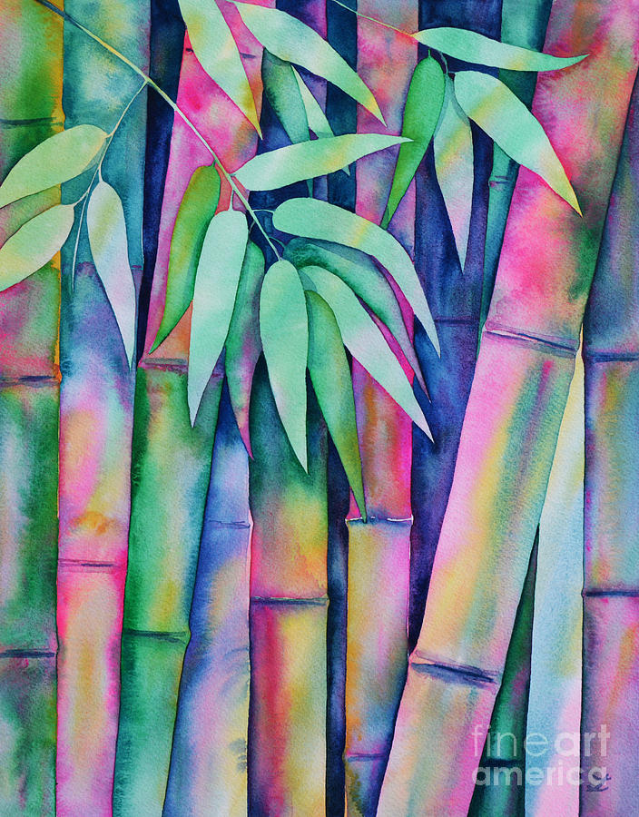 Rainbow Bamboo Painting by Zaira Dzhaubaeva