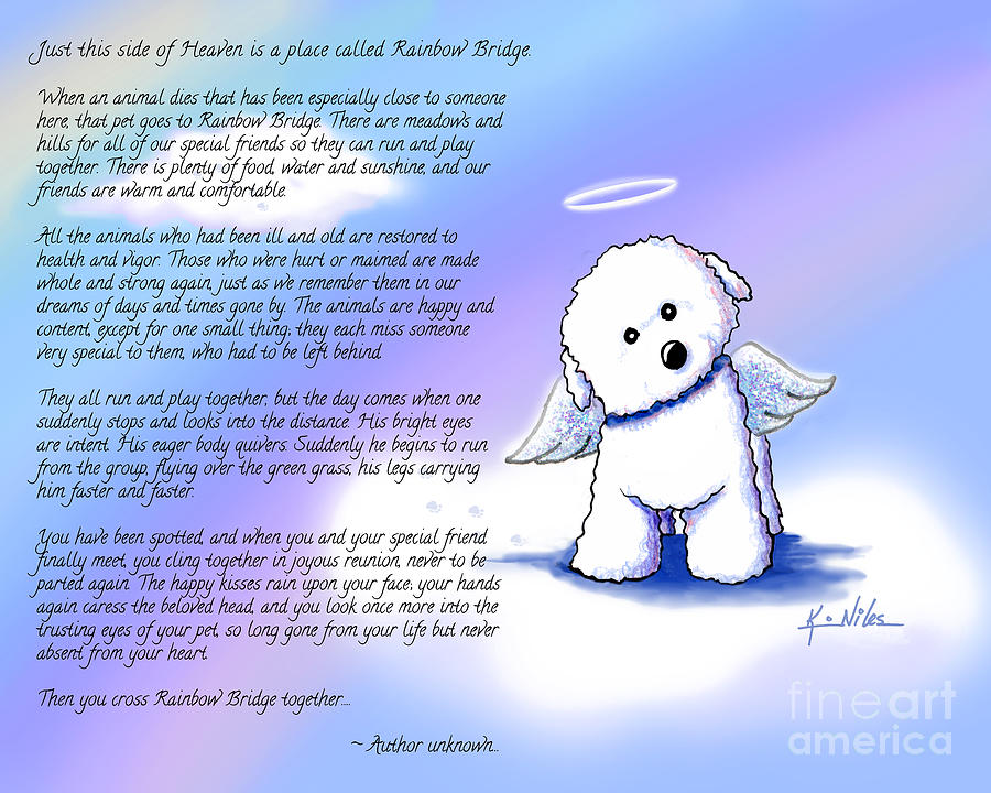 Rainbow Bridge Bichon Angel Digital Art by Kim Niles aka KiniArt