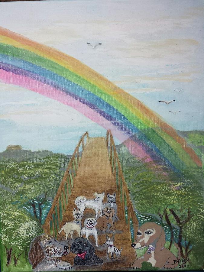 Dog Painting - Rainbow Bridge by Bill Gray