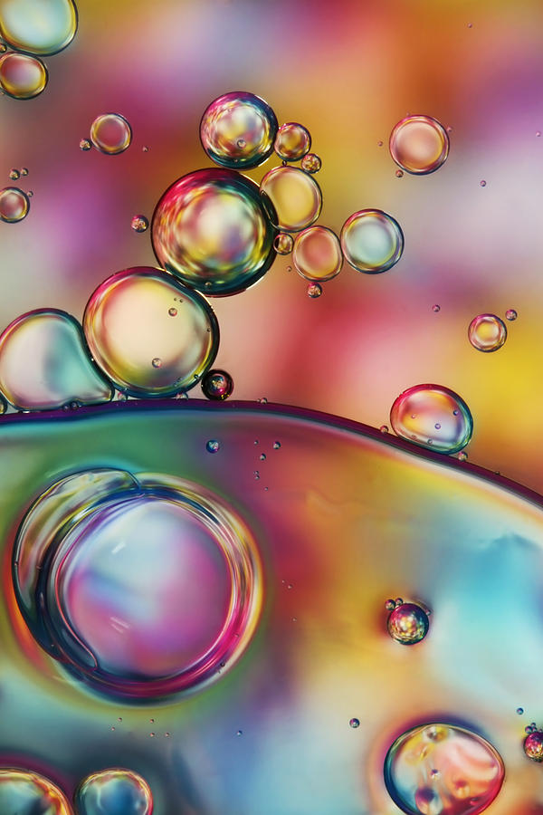 Abstract Photograph - Rainbow Bubble Drops by Sharon Johnstone
