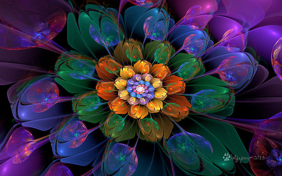 Rainbow Bubble Flower Digital Art by Peggi Wolfe
