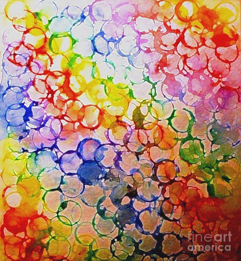 Rainbow Bubbles Painting by Hazel Holland